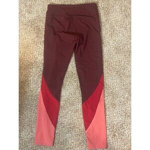 Outdoor Voices Women's Small Colorblock Workout Leggings I Burgundy/Pink